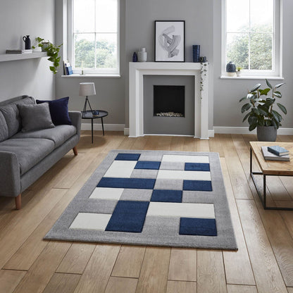 Brooklyn BRK04 (24368) Grey/Navy (24368) Modern Rug