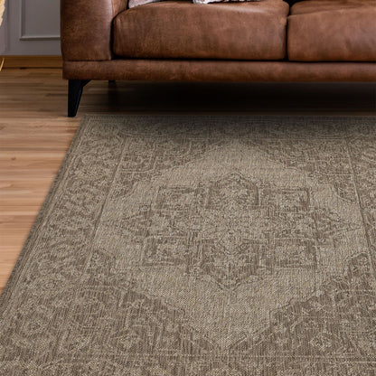 Flatweave Gel Medallion Latte Rug