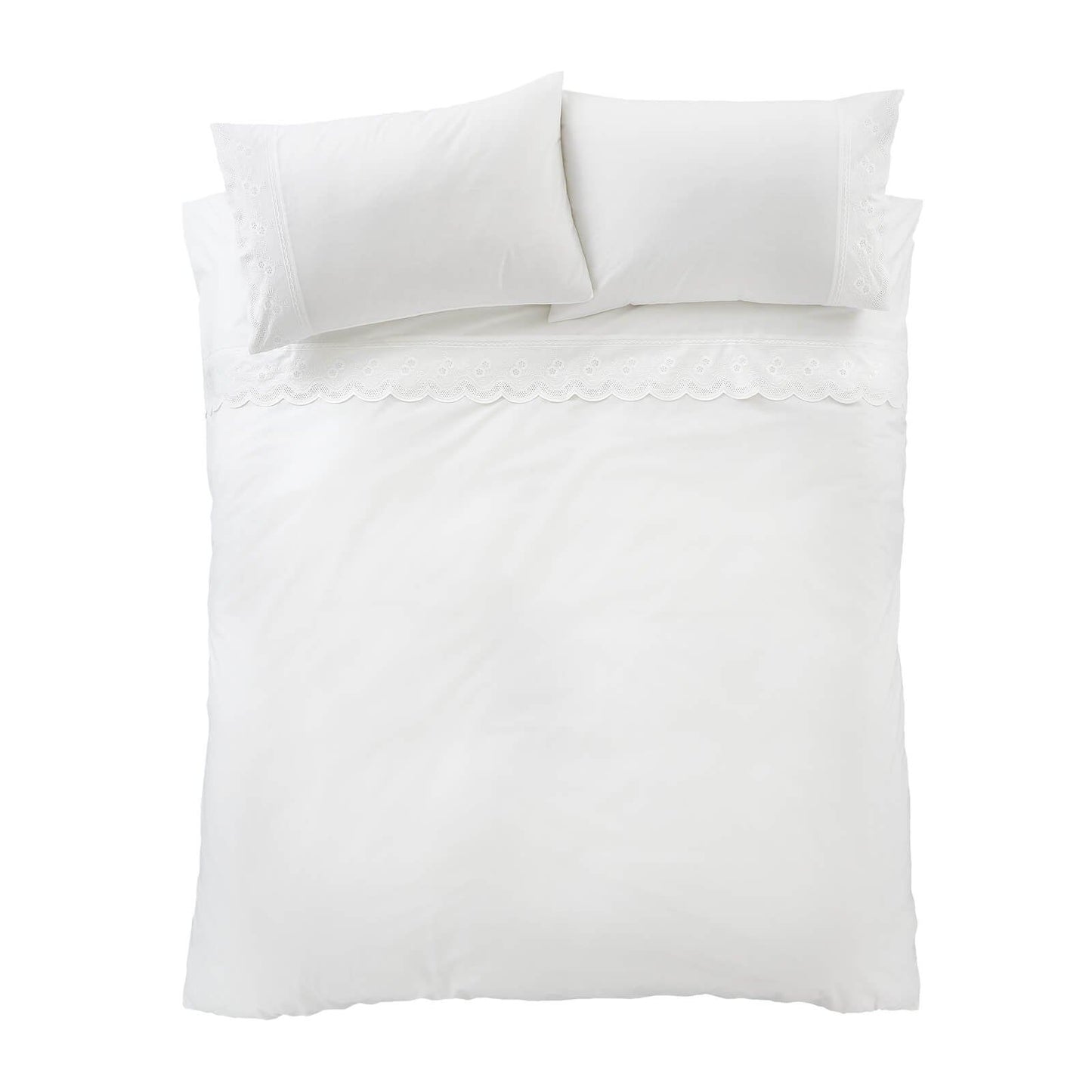 Bianca Fine Linens Elise Lace Cotton Bedding Duvet Cover Set White