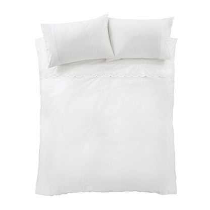 Bianca Fine Linens Elise Lace Cotton Bedding Duvet Cover Set White