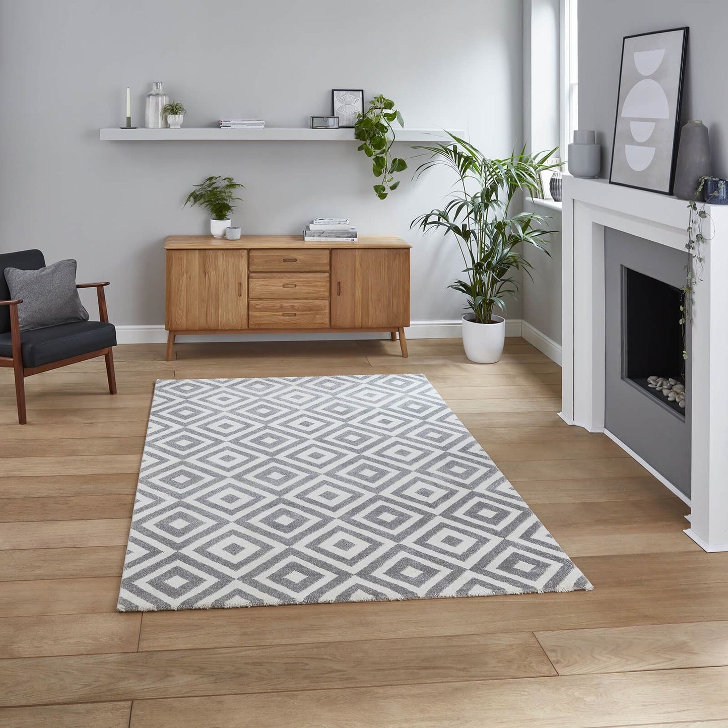 Brooklyn BRK89 (24367) Grey/White Modern Rug