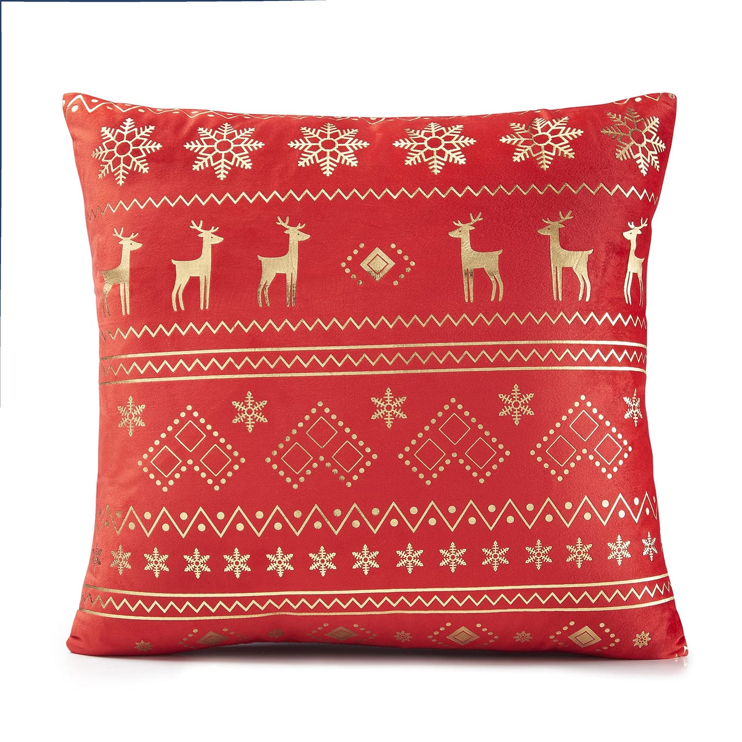 Christmas Reindeer Red Gold Cushion Cover