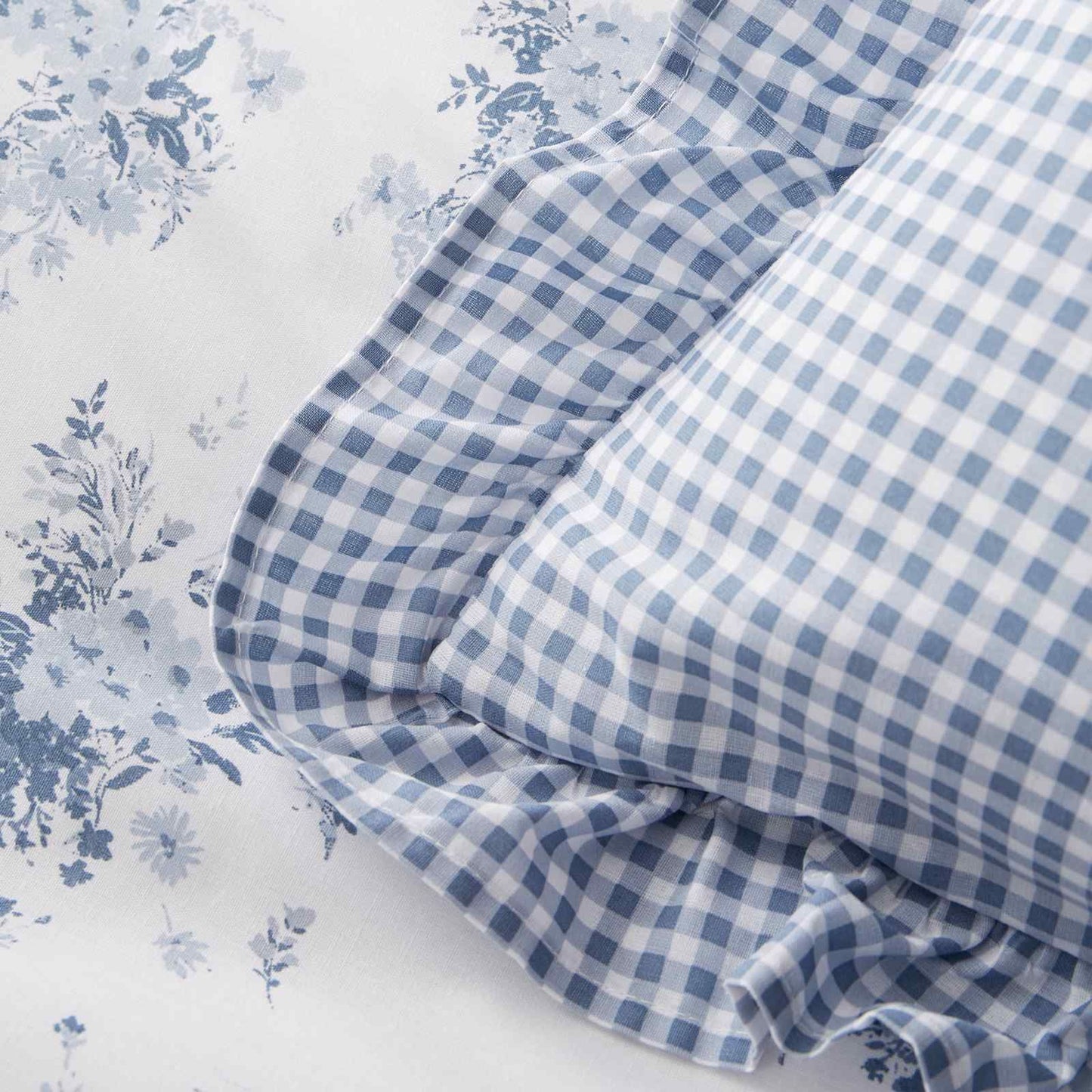 Lucie Floral Frill Blue Cushion