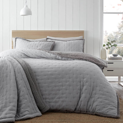 Cosy Nori Sherpa Silver Duvet Cover Set