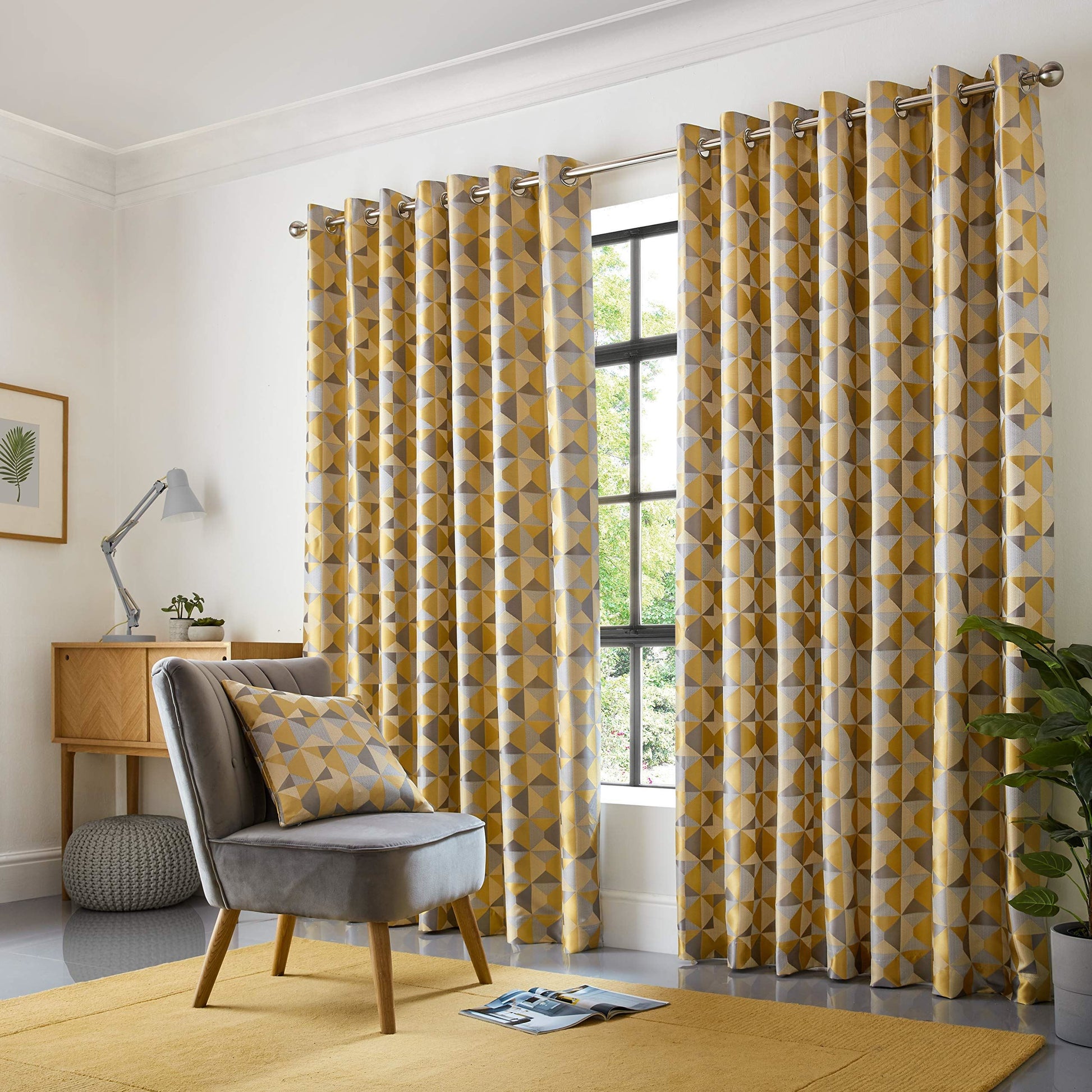 Skandi Ochre Eyelet Curtains