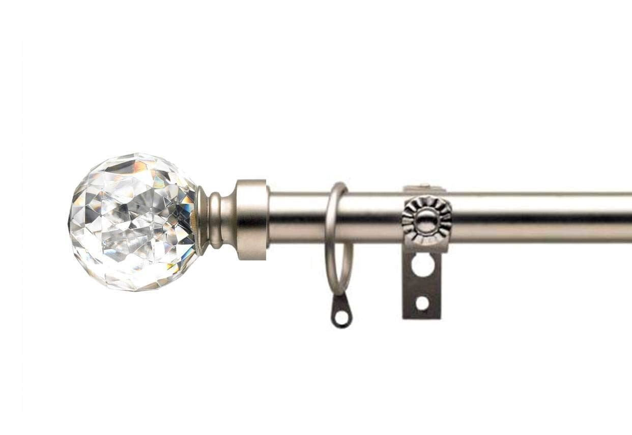 Satin Matt Black Crystal Curtain Pole