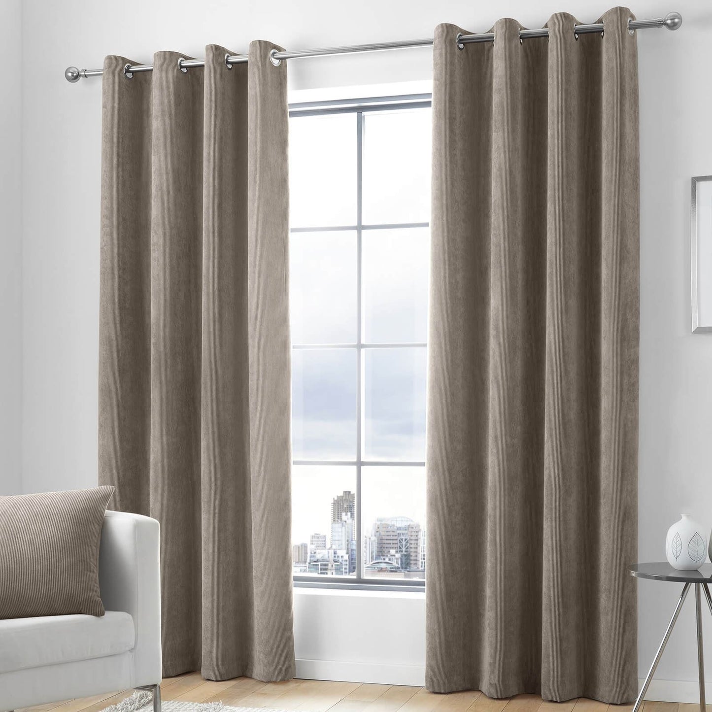 Kilbride Cord Linen Eyelet Curtains