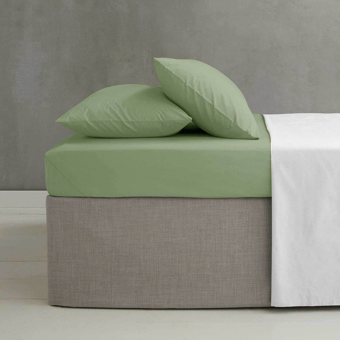 Easy Iron Percale Sage Green Fitted Sheet