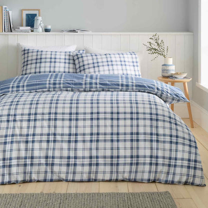 Kelso Check Lansfield Blue Duvet Cover Set