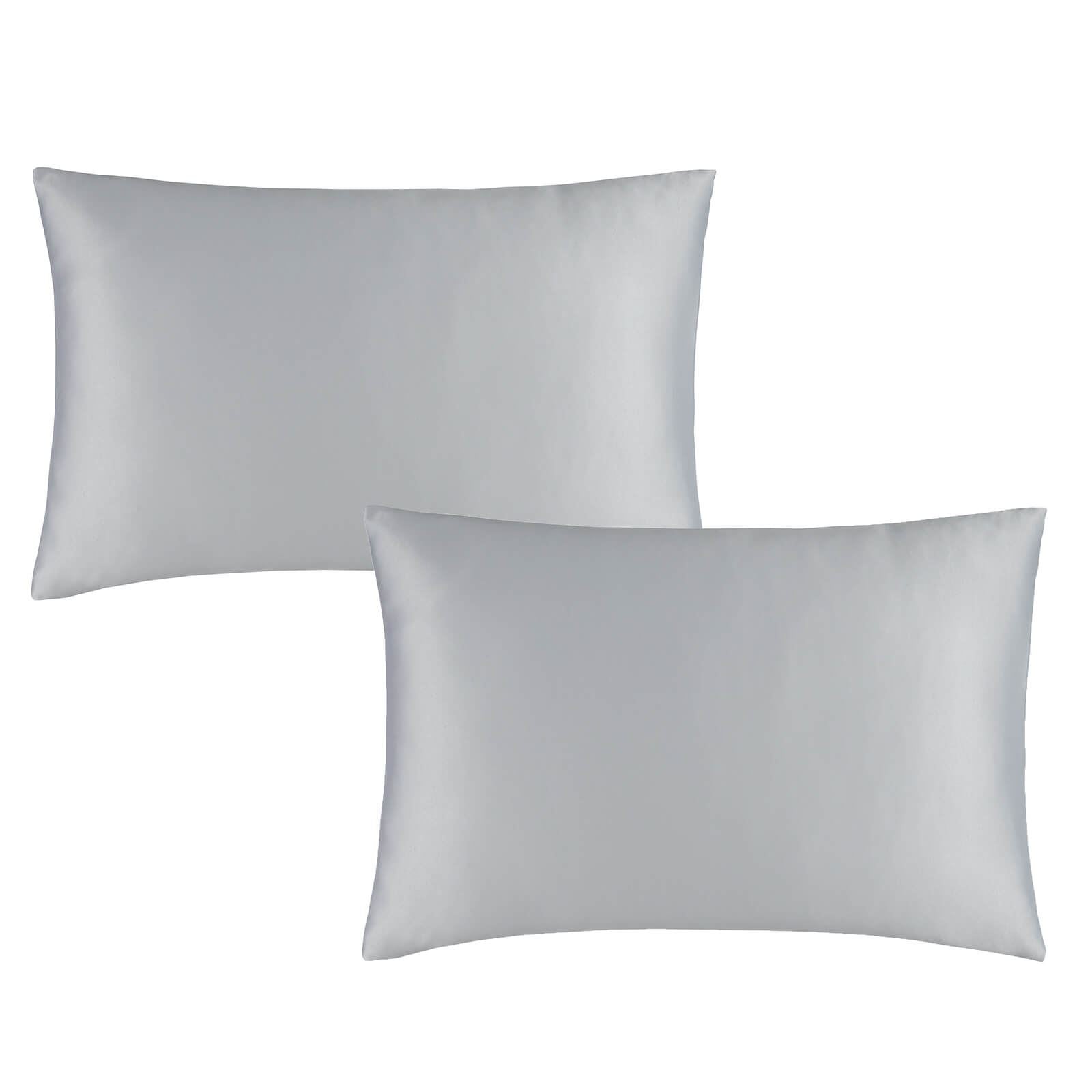 Silky Soft Satin Silver Housewife Pillowcase Pair