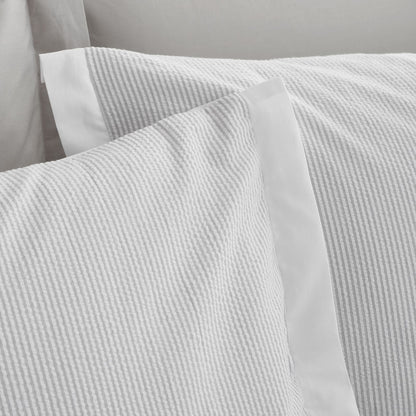 Bianca Seersucker Woven Stripe Grey Duvet Cover Set