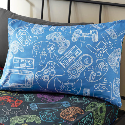Catherine Lansfield Power Up Gamer Bed Linen Fitted Sheet Black