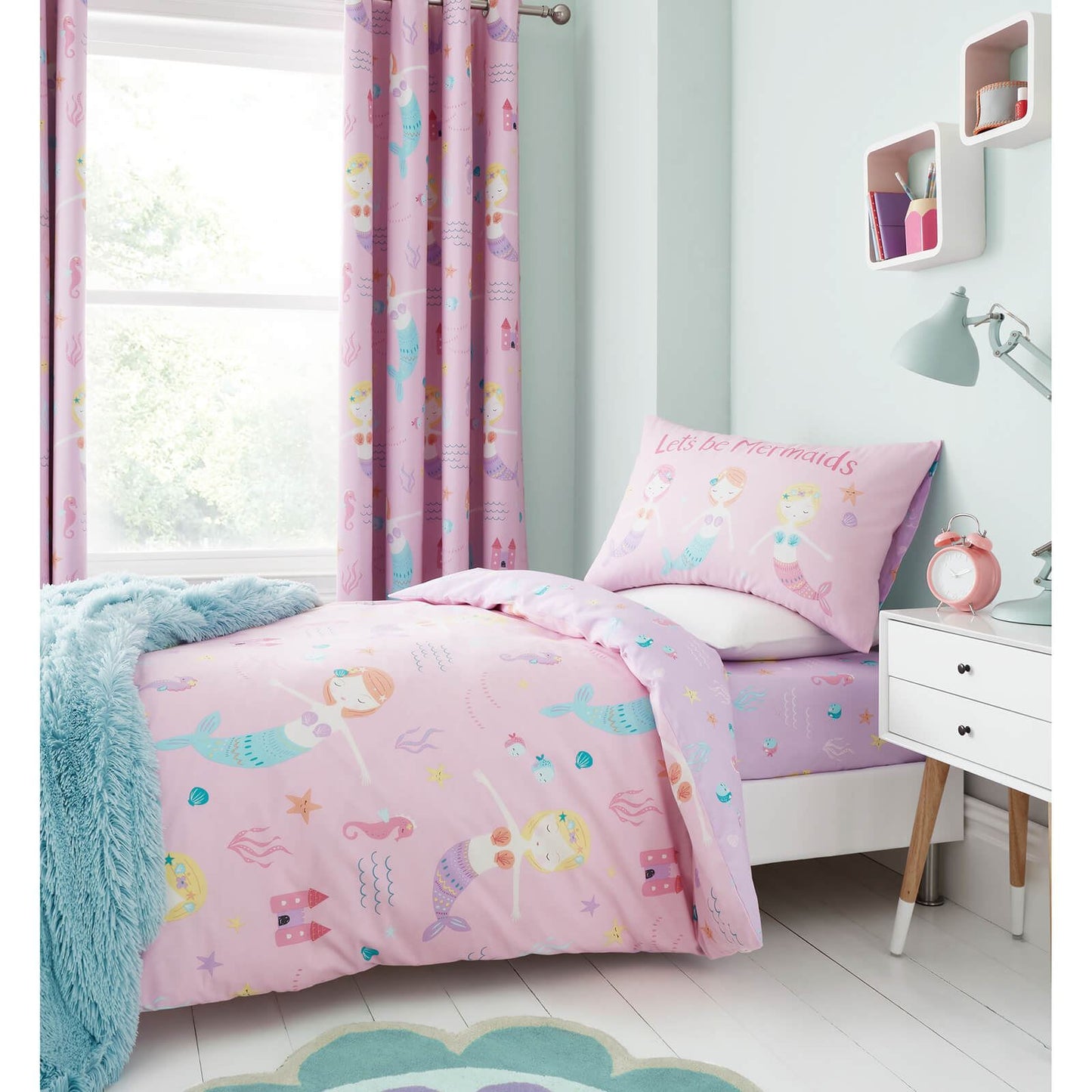 Lets Be Mermaids Pink Kids Duvet Set