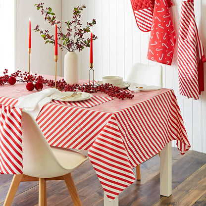 Christmas Candy Cane Red Table Cloth