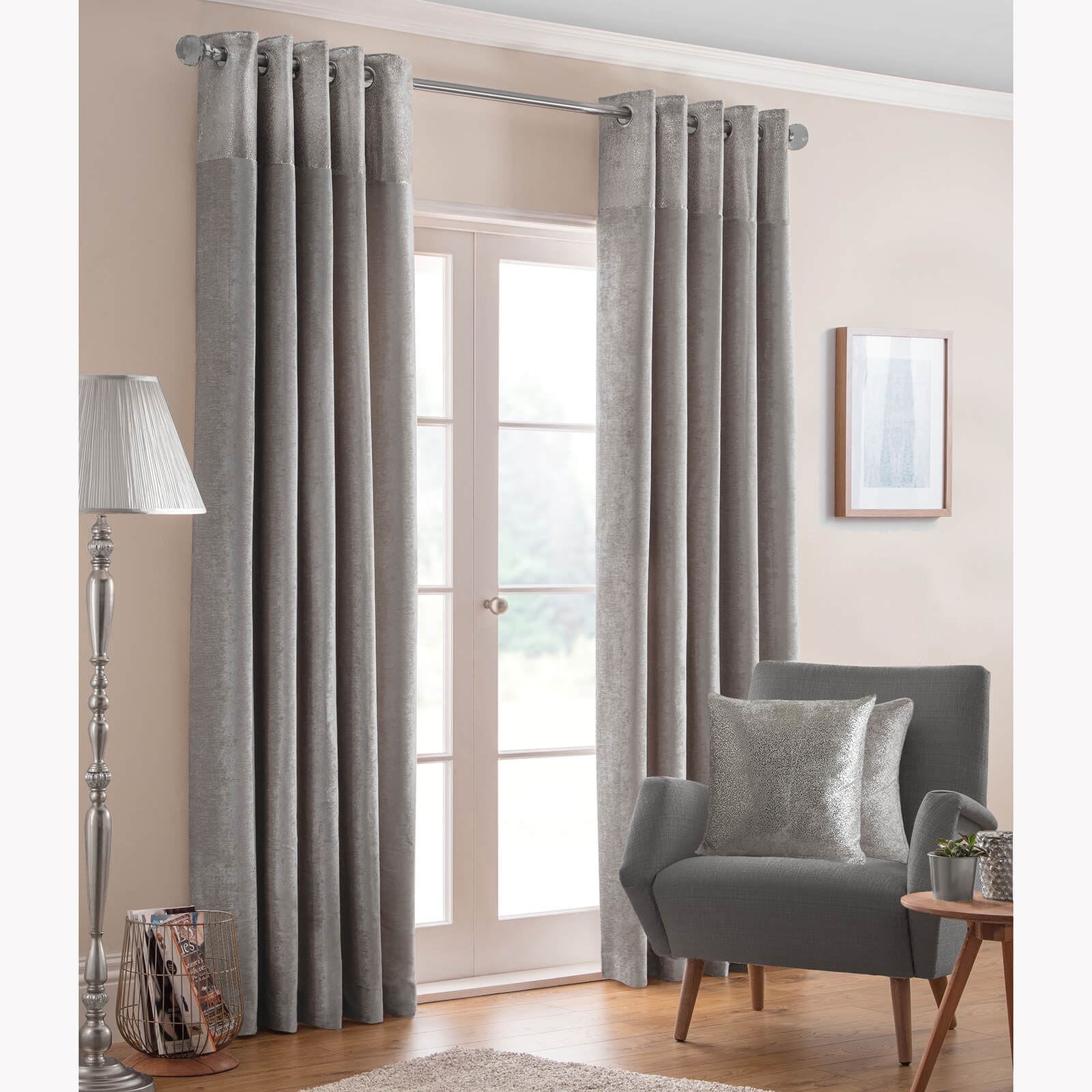 Nova Plain Silver Eyelet Curtains