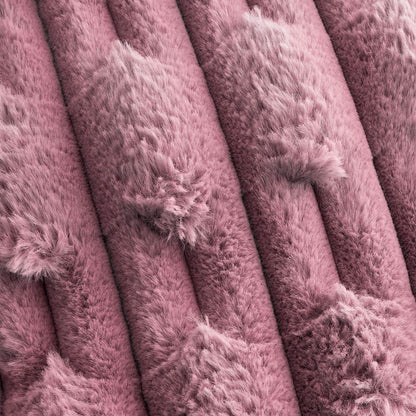 So Soft Carved Faux Fur Blanket Throw Pink