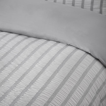 Catherine Lansfield So Soft Seersucker Stripe Grey Duvet Cover Set