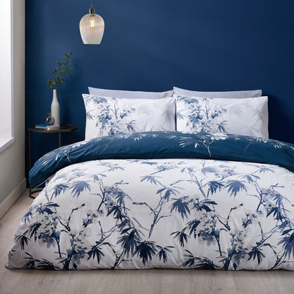 Catherine Lansfield Kyoto Floral Blue Duvet Cover Set