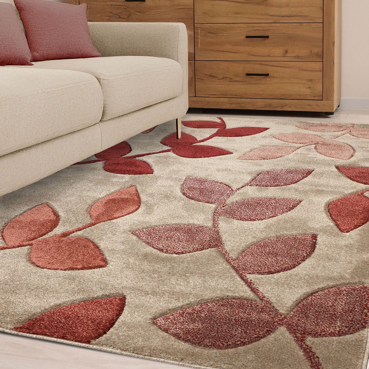 Newport Terracotta Leafs Rug