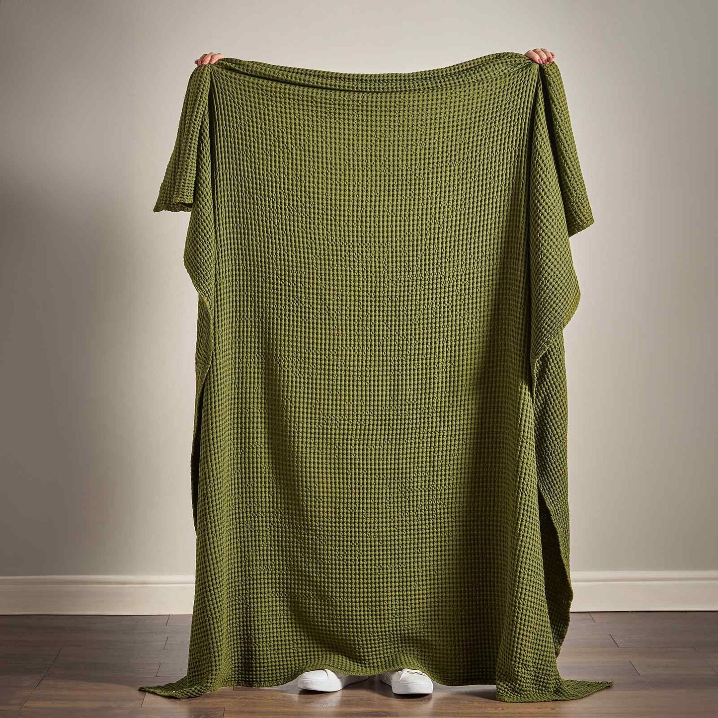 Jaipur Chunky Waffle Olive Green Blanket Throw