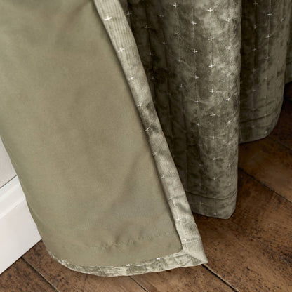 Bianca Fine Linens Attica Velvet Blackout Eyelet Curtains Two Panels Green