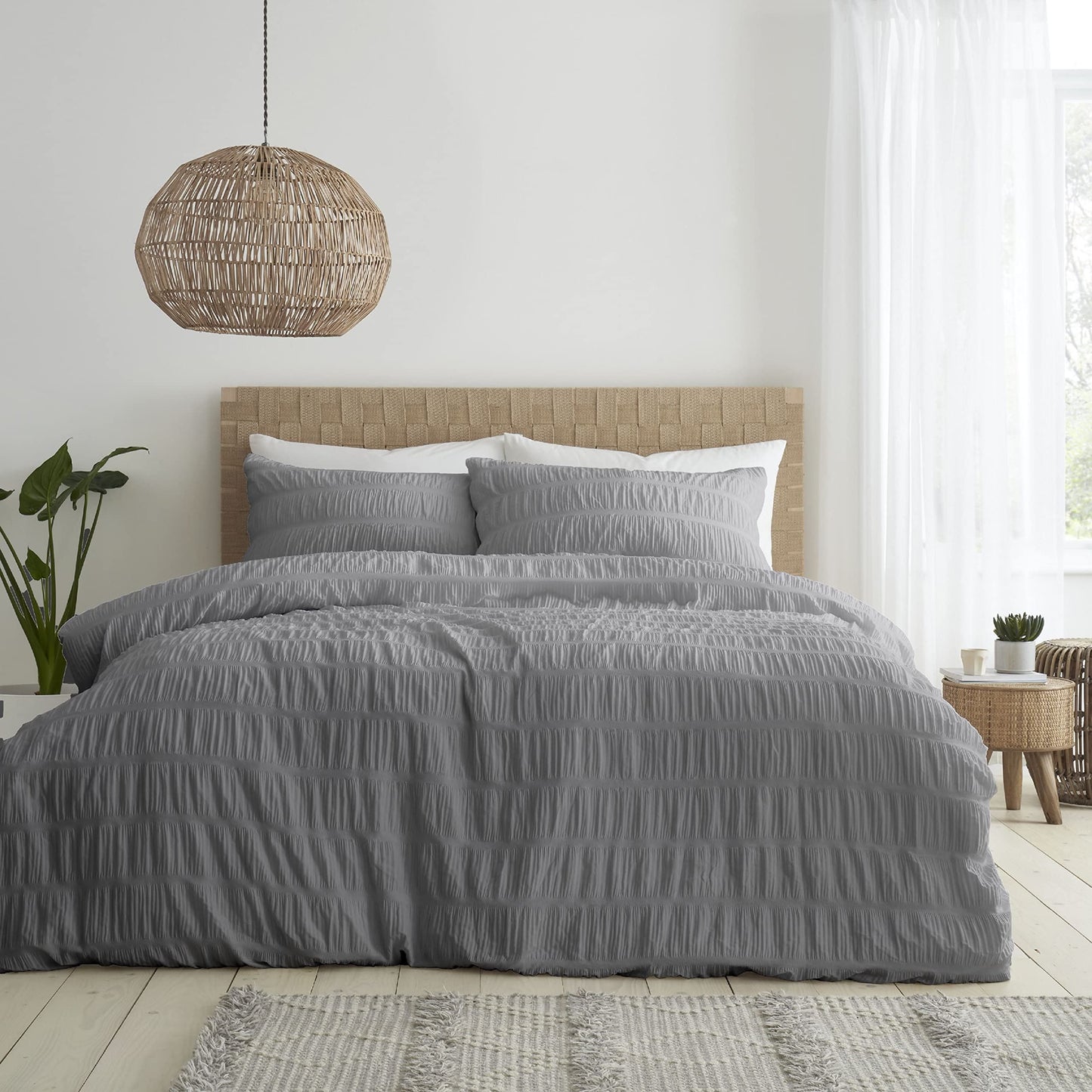 Seersucker Grey Duvet Set