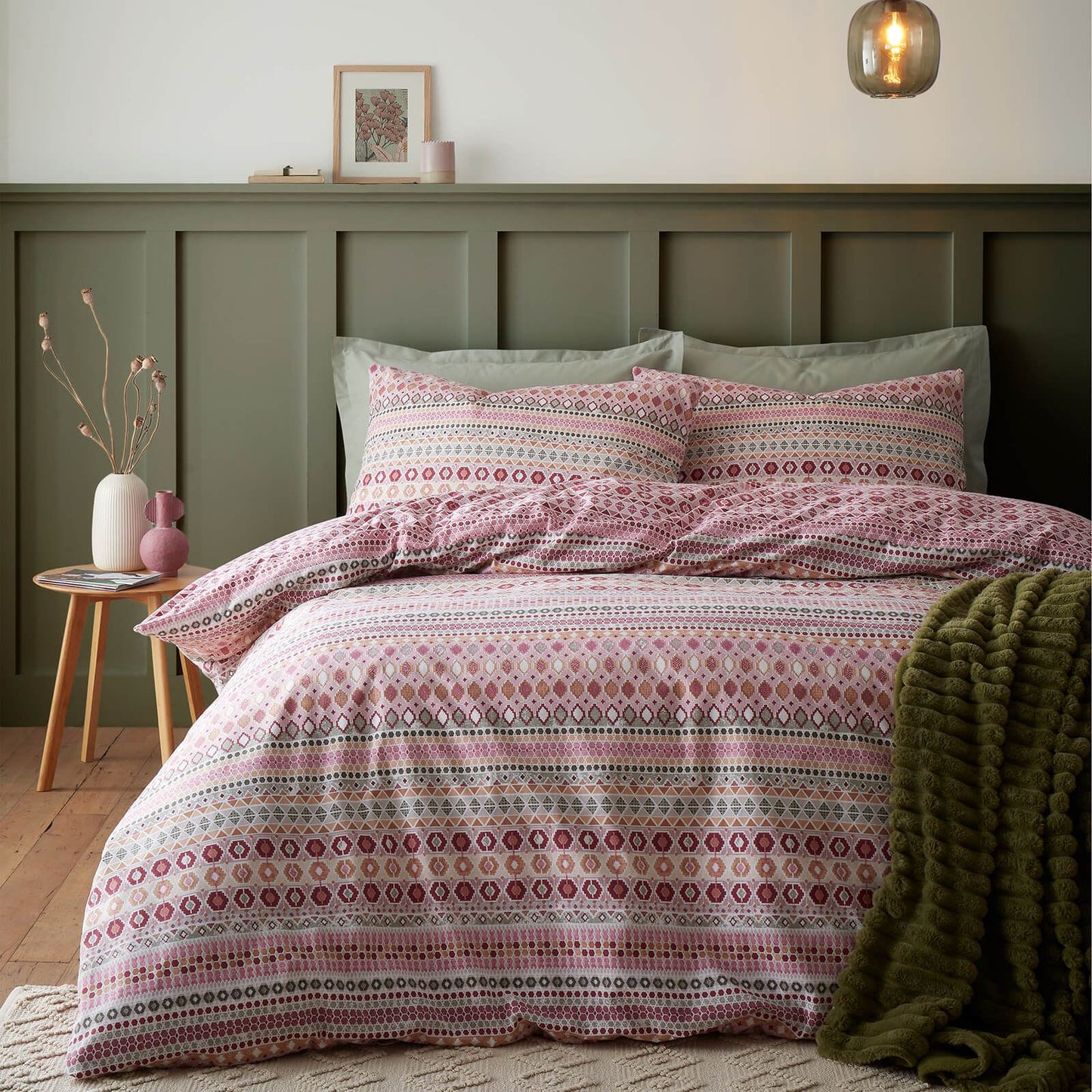 Brushed Fairisle Red Duvet Cover Set