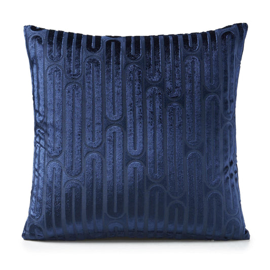 Oboe Geometric Chenille Navy Cushion Cover