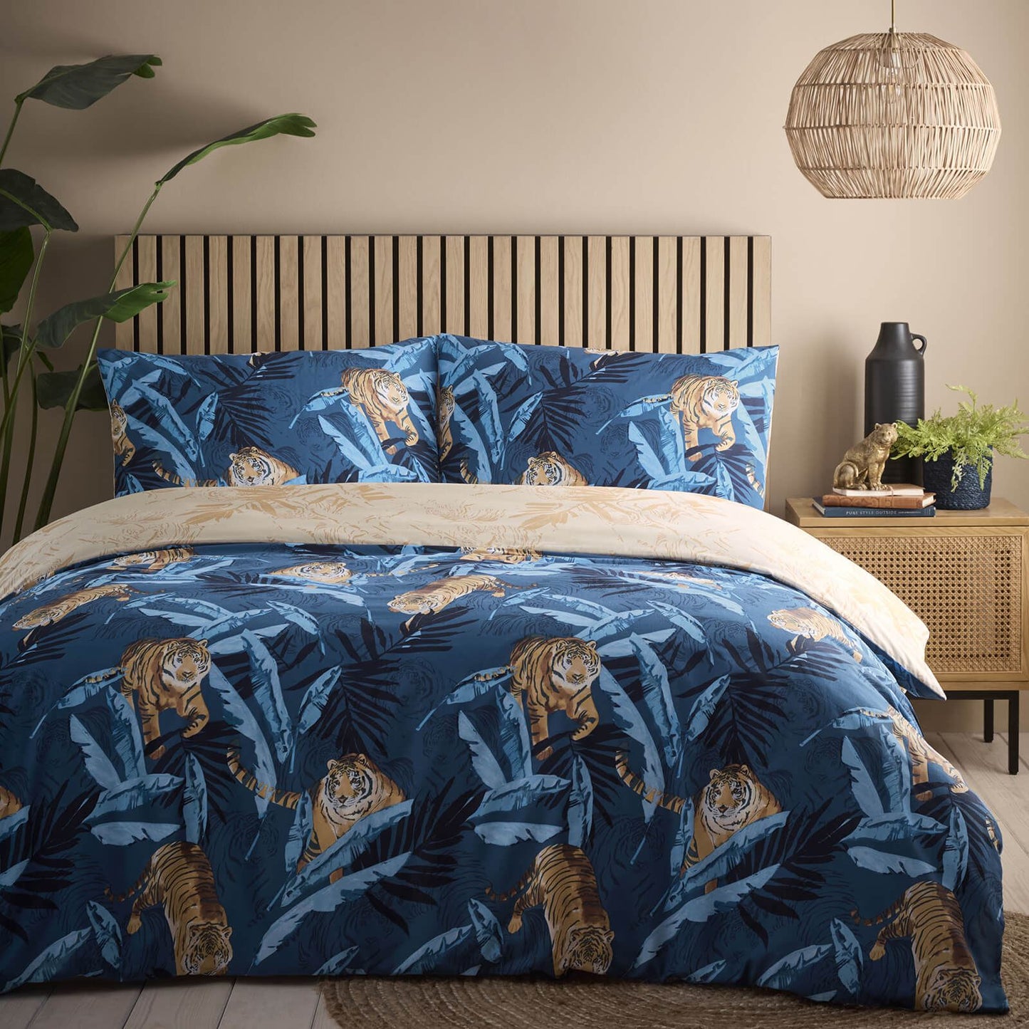 Tiger Blue Duvet Cover Set With Pillow Case