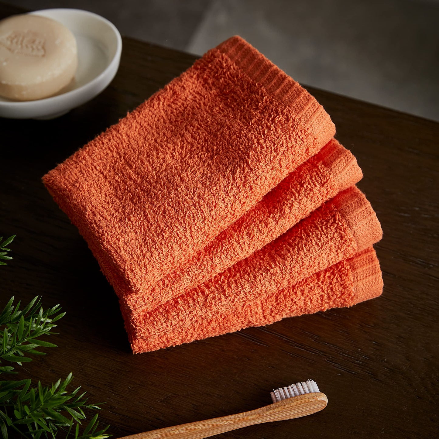 Quick Dry Orange Face Cloth 4 Pack