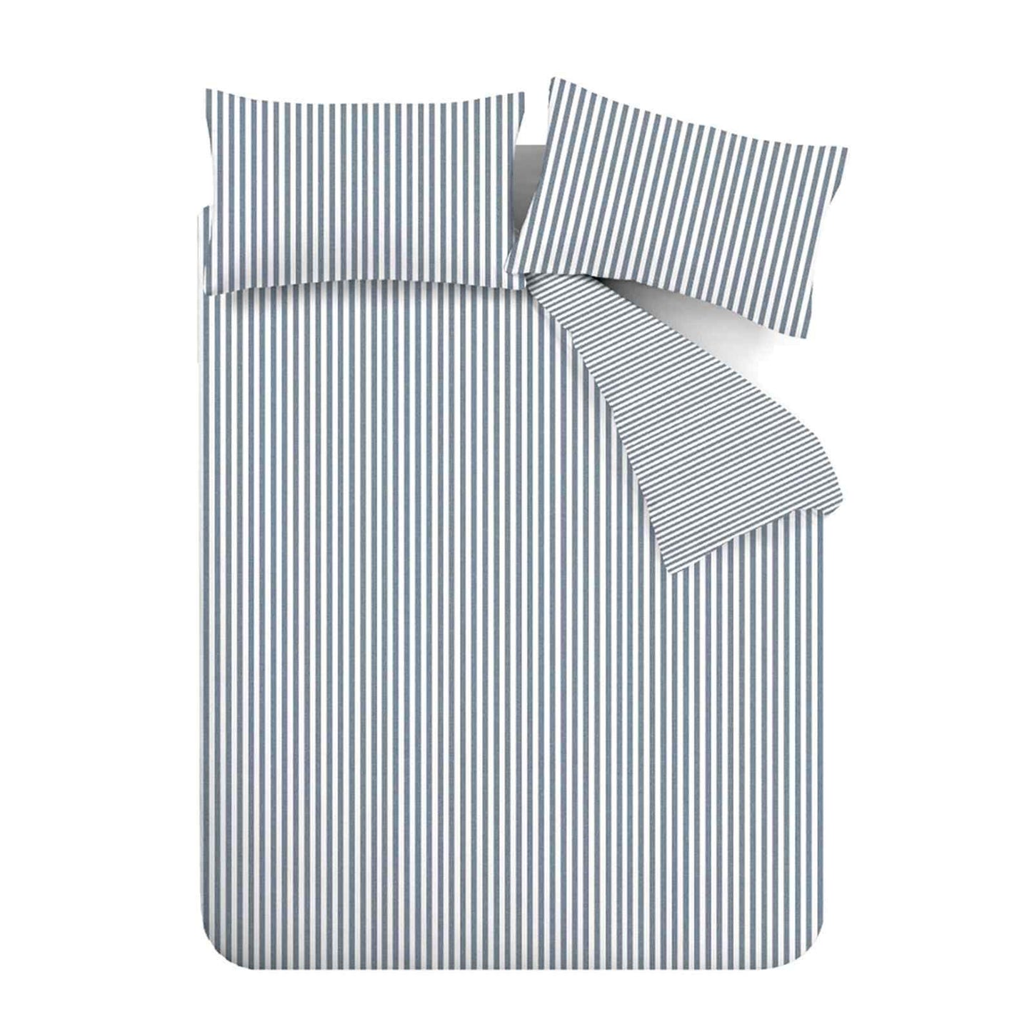 Brushed Stripe Blue Single Duvet Cover Set