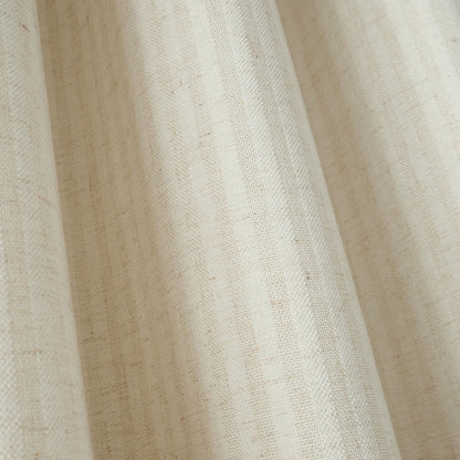 Bianca Fine Linens Chenille Stripe Lined Eyelet Curtains Two Panels Cream