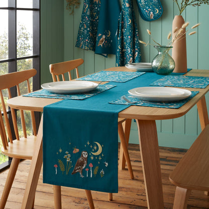 Catherine Lansfield Enchanted Twilight Animals Cotton Dining Table Runner Green - 33x220cm