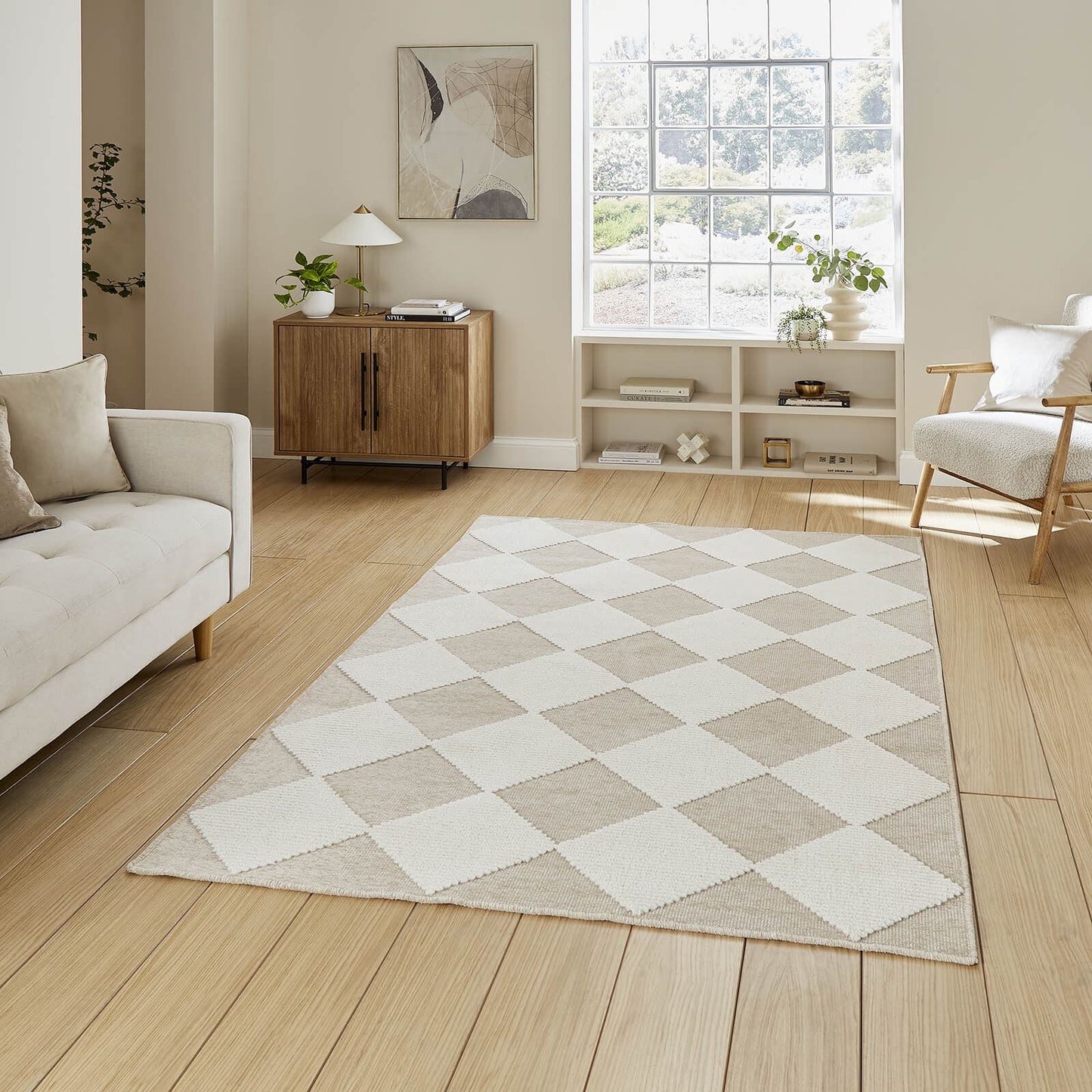 Lyna J0529 Beige/White Washable Rug