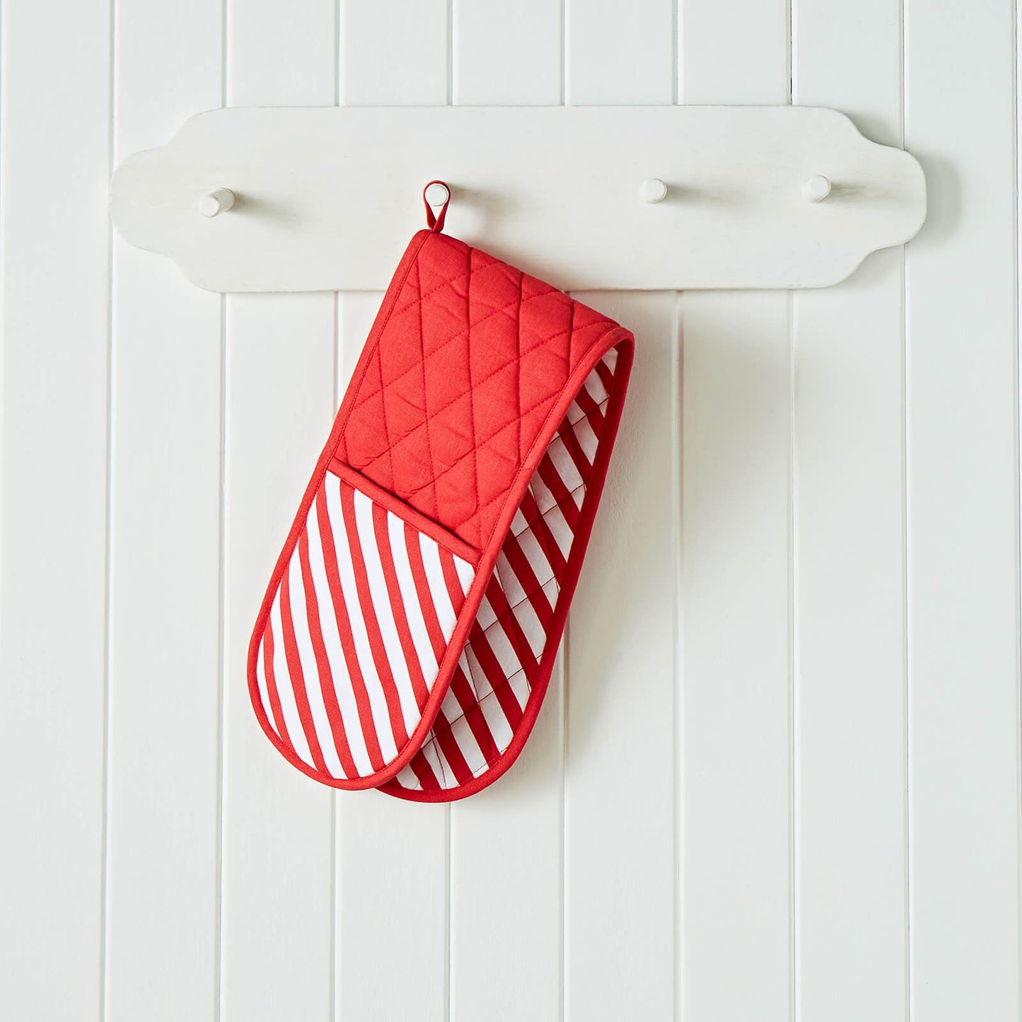 Christmas Candy Cane Red Oven Glove - Double