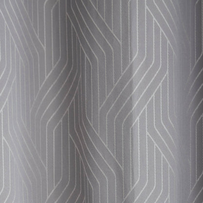 Linear Geo Silver Grey Eyelet Curtains