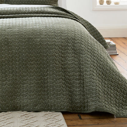 Bianca Attica Velvet Green Bedspread - 240x260cm