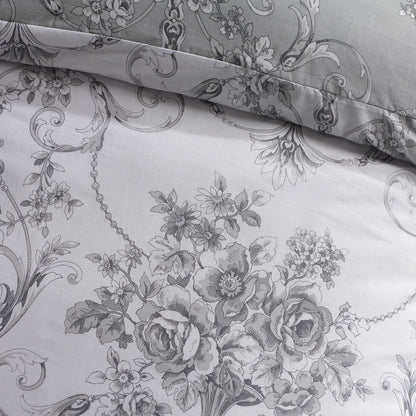 Catherine Lansfield Antoinette Damask Reversible Bedding Duvet Cover Set Grey