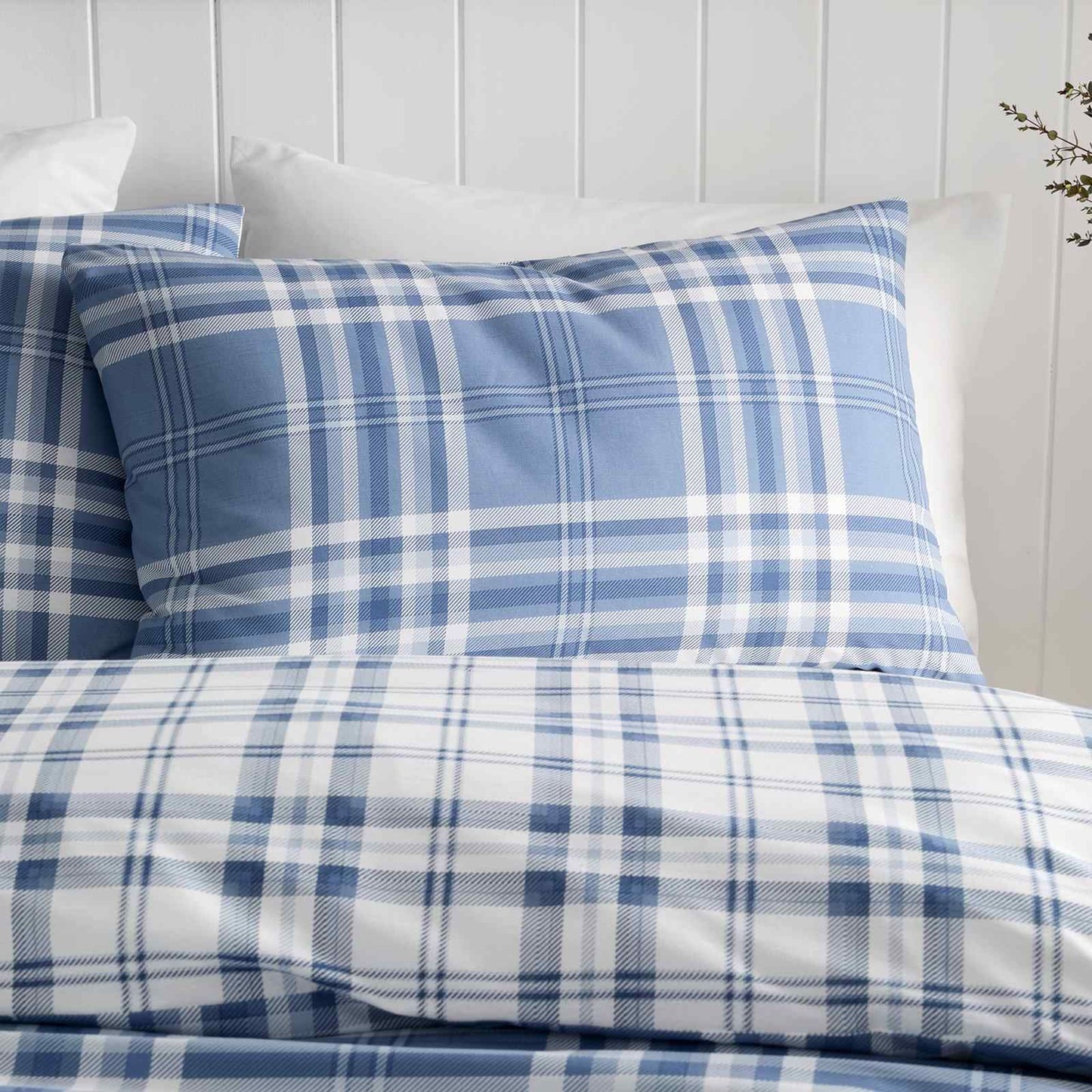 Kelso Check Lansfield Blue Duvet Cover Set