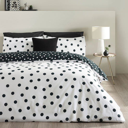 Catherine Lansfield Polka Dot Black / White Duvet Cover Set