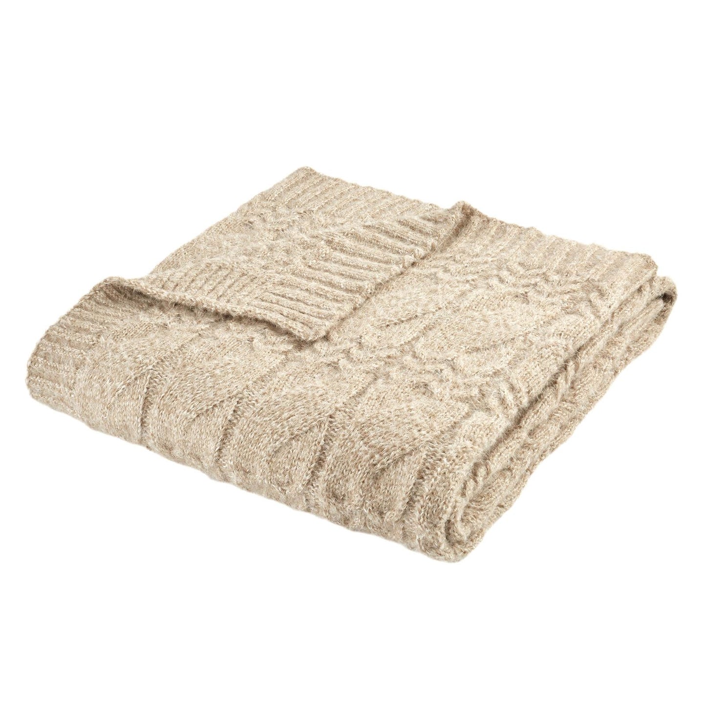 Cosy Soft Cable Knit Blanket Throw Natural