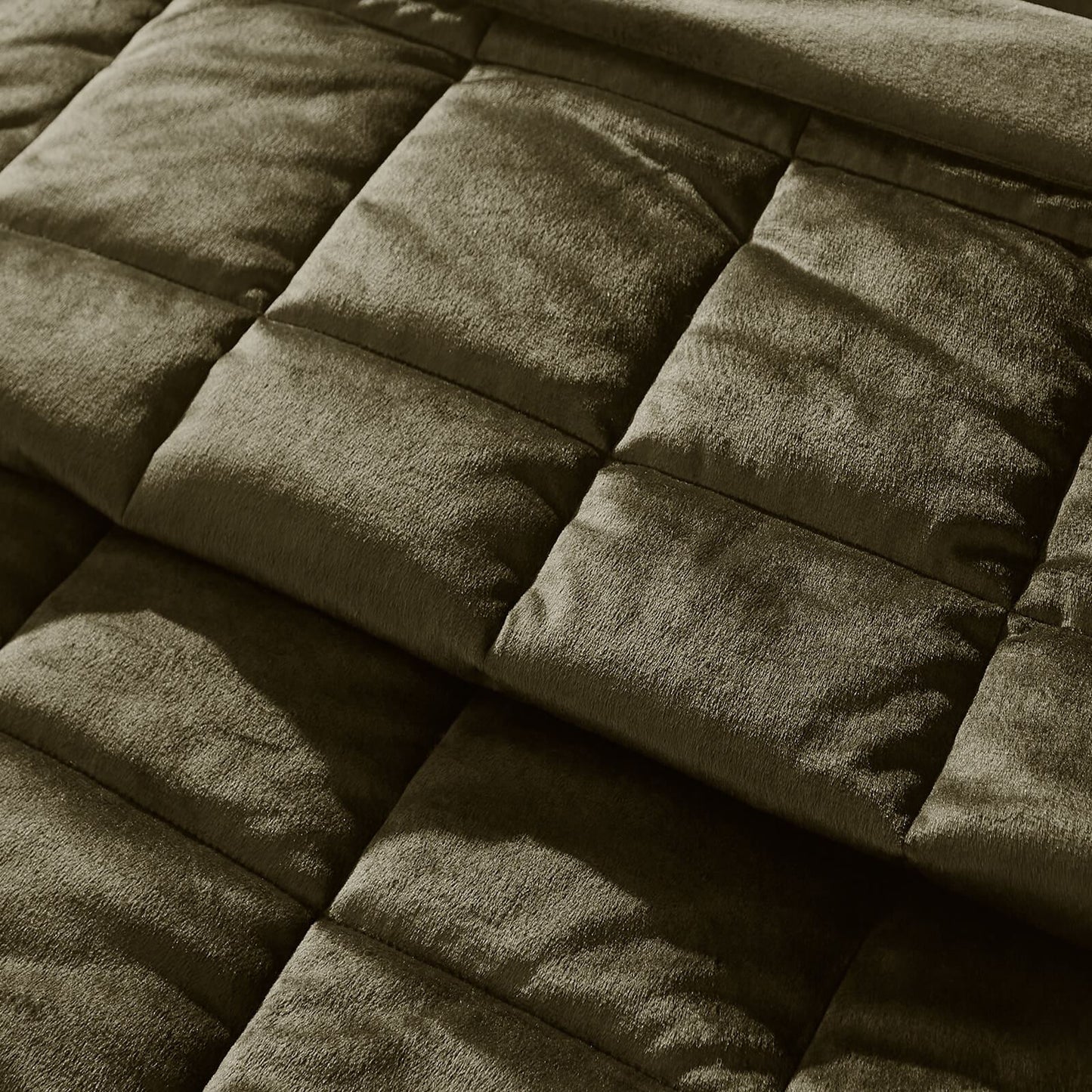Kingsley Matt Velvet Quilted Bedspread Olive Green