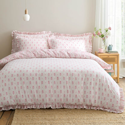 Cath Kidston Spitalfield Silk Striped Cotton Bedding Duvet Cover Set Pink