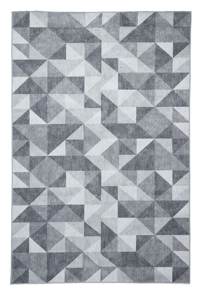 Coral H1057 Grey Modern Washable Rug