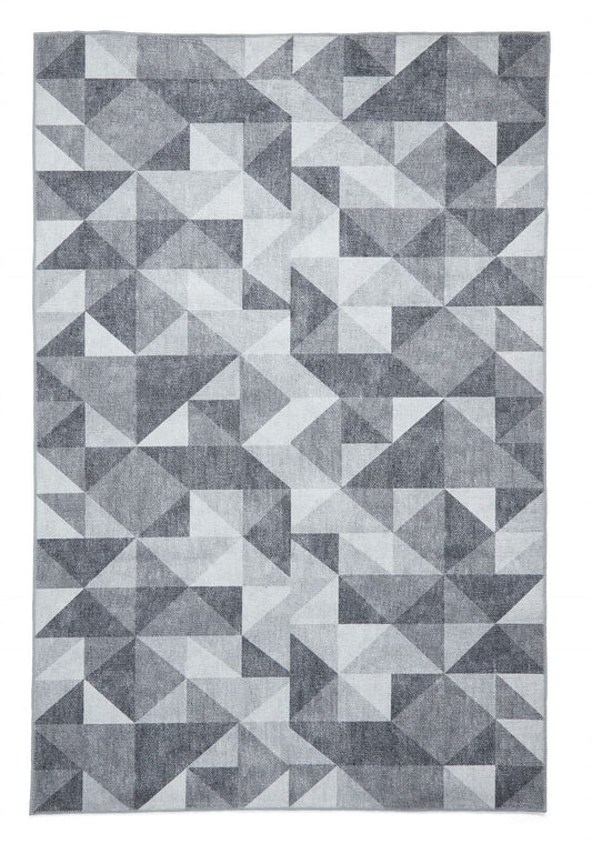 Coral H1057 Grey Modern Washable Rug