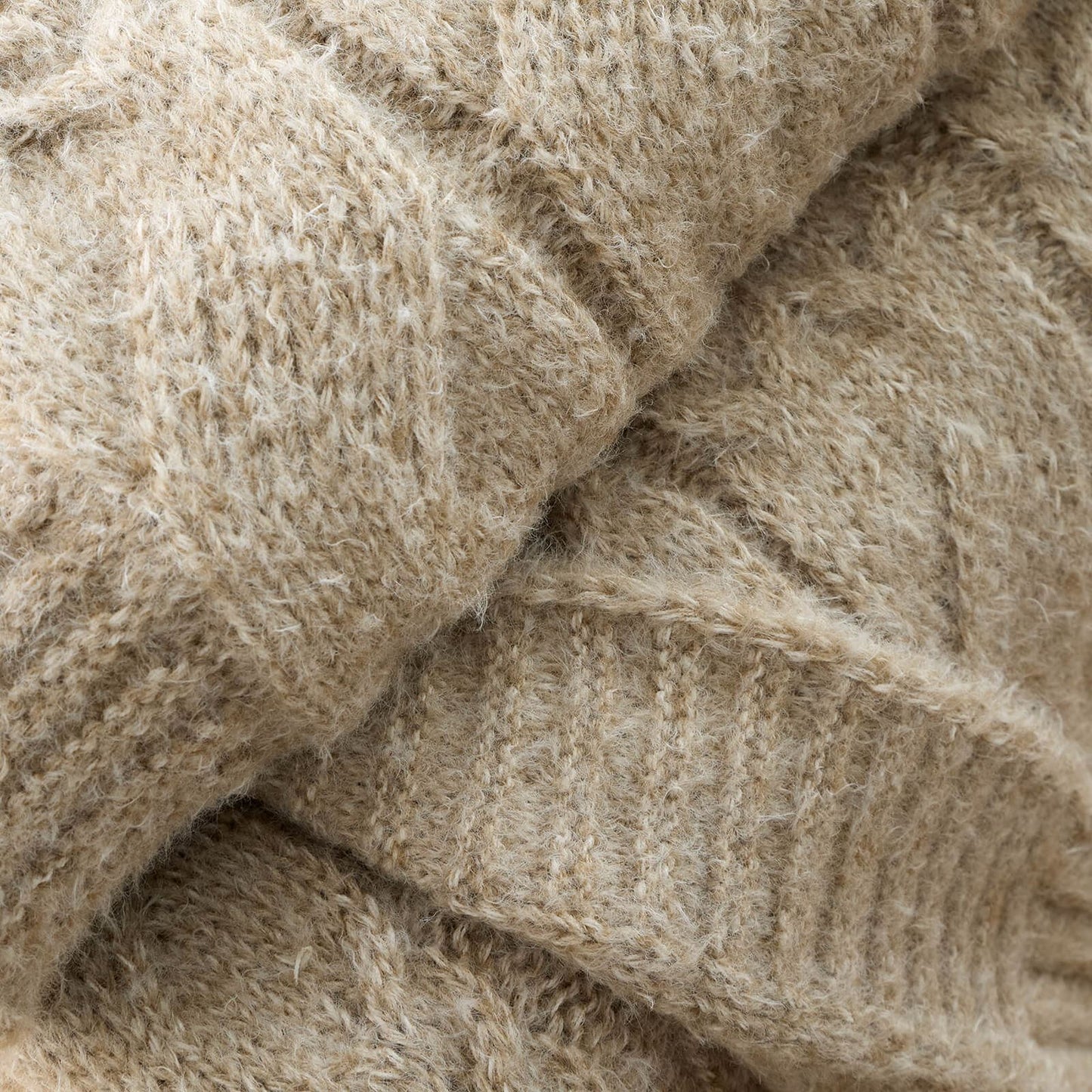 Cosy Soft Cable Knit Blanket Throw Natural