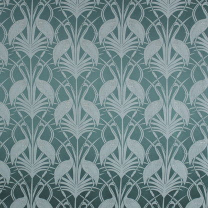 Deco Heron Teal Pencil Pleat Curtains