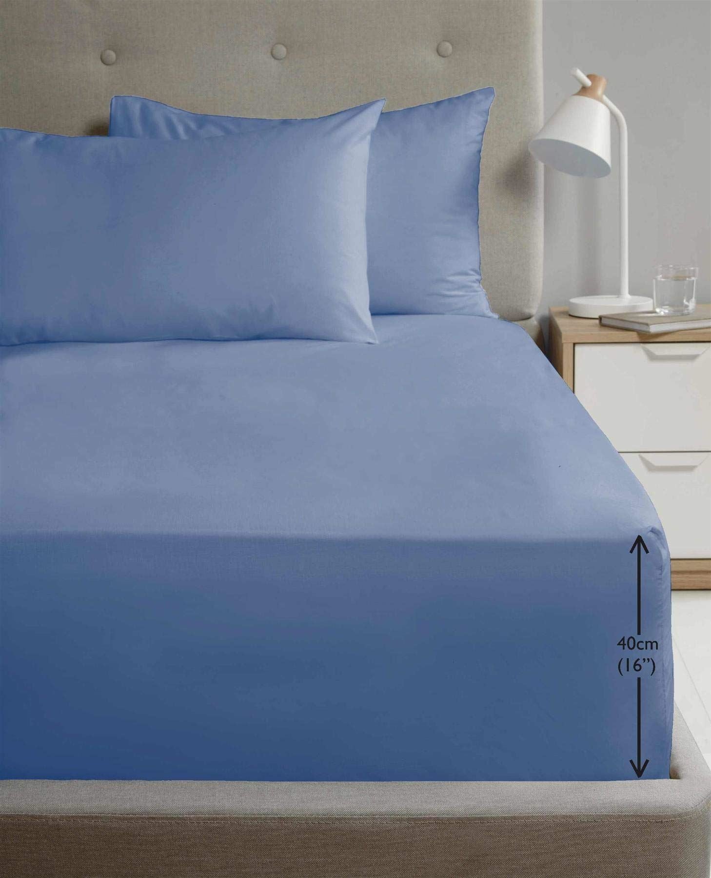 SND Percale 16" Blue Fitted Sheet