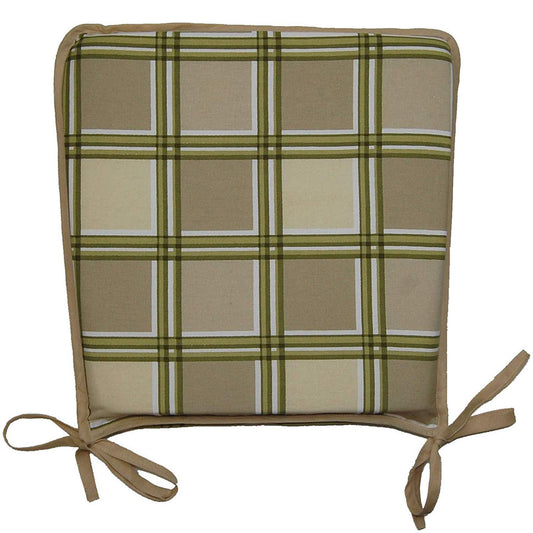 Checked Square Beige Green Seat Pad