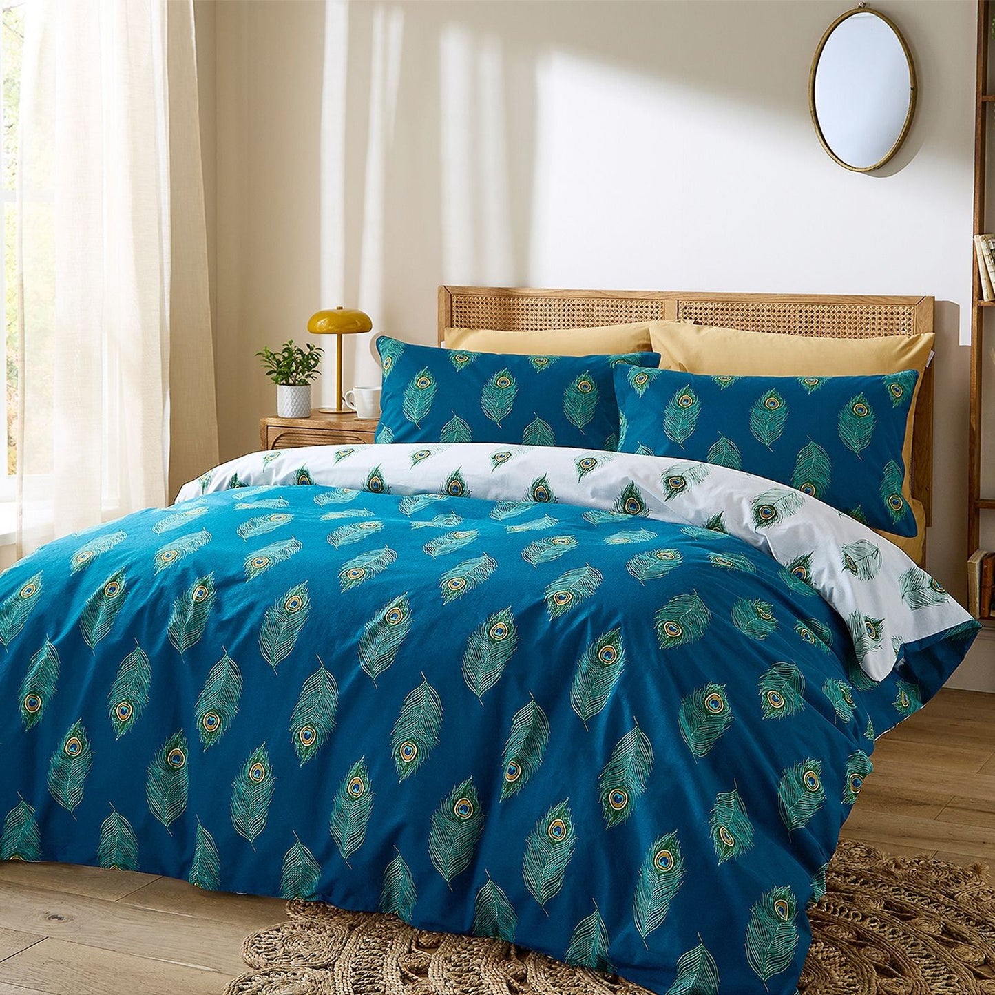 Their Nibs Peacock Feather Teal Green Duvet Cover Set